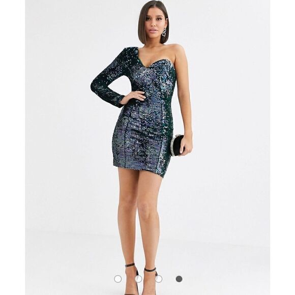 Lavish Alice sequins one shoulder mini dress - Picture 5 of 12